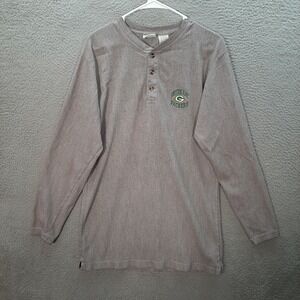 Vintage Green Bay Packers Shirt Adult Medium Gray Henley Y2K 2000s NFL Football